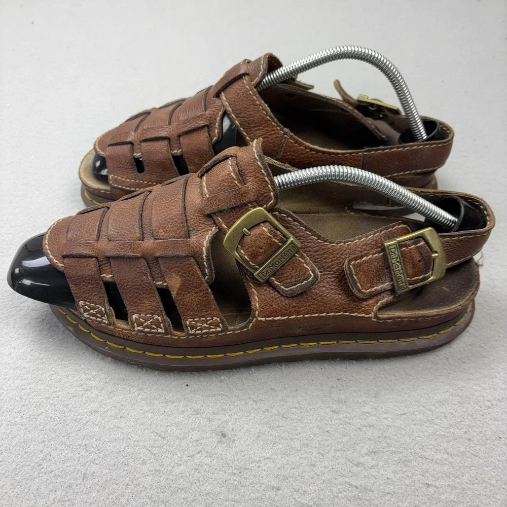 Vintage Dr. Martens Sandals Shoes Mens Size 11 Brown Leather Fisherman 10015